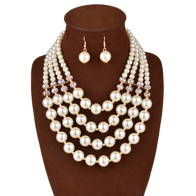 Europe Necklace Crystal Pearl Long
