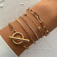 Thumbnail for Gold Color Crystal Thick Chain Bracelet