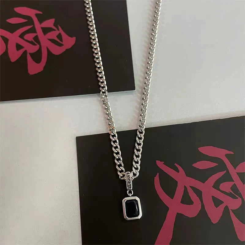 Blue Zircon Thick Chain Necklace