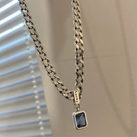 Thumbnail for Blue Zircon Thick Chain Necklace
