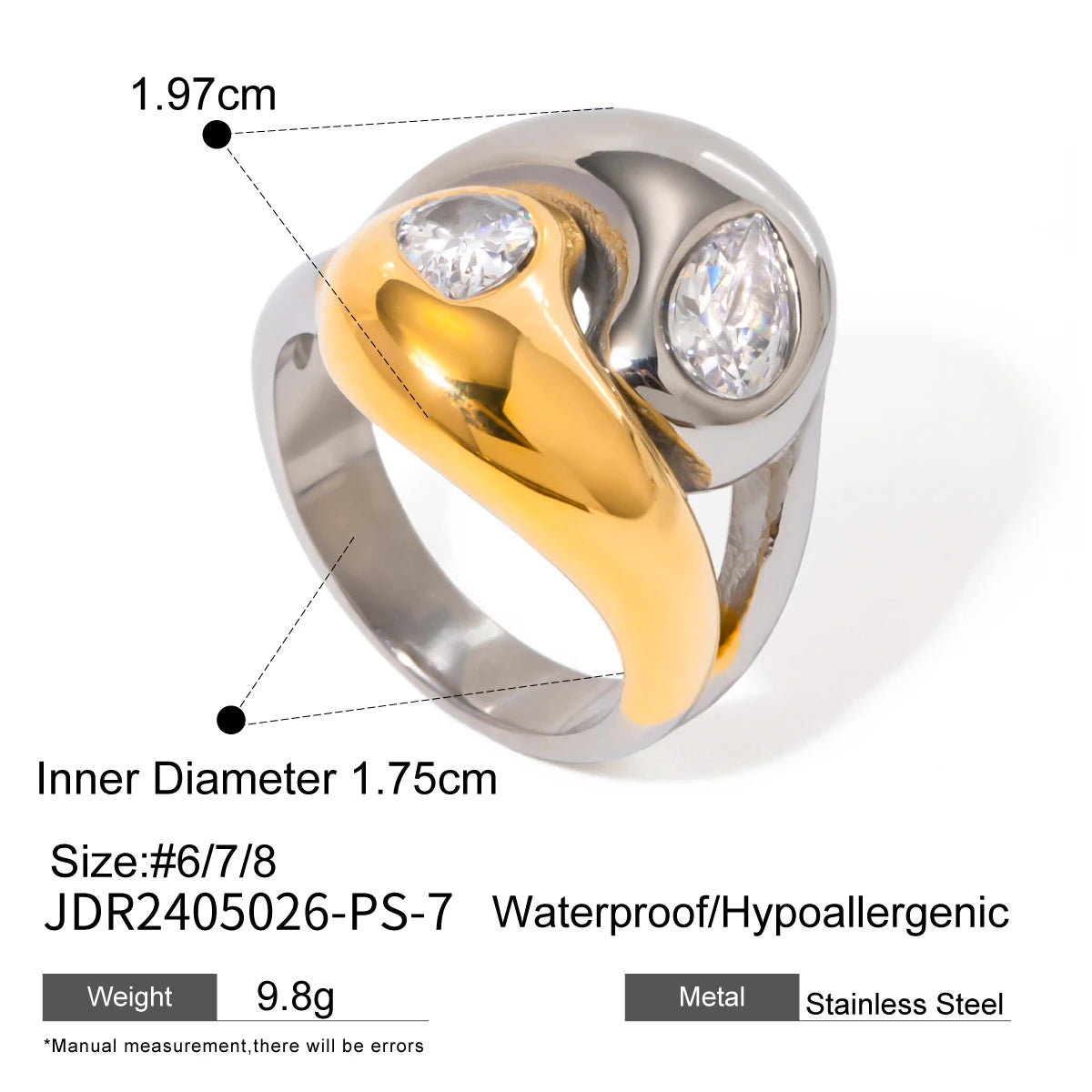 Zirconia Metal Stainless Steel Ring