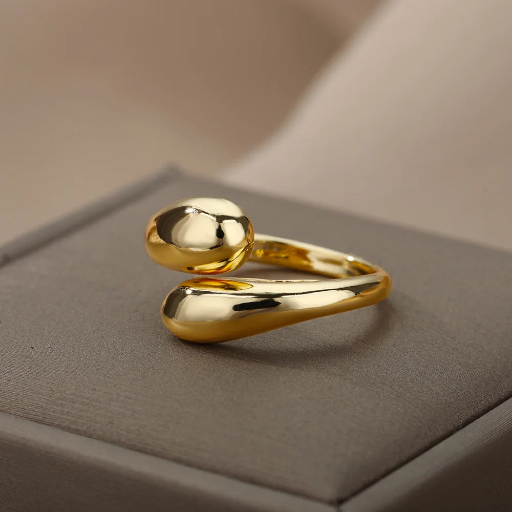 Stainless Steel Double Ball Beads Ring