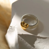 Thumbnail for Brass 2 Tone Heart Solid Ring