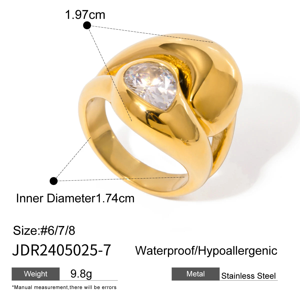 Zirconia Metal Stainless Steel Ring
